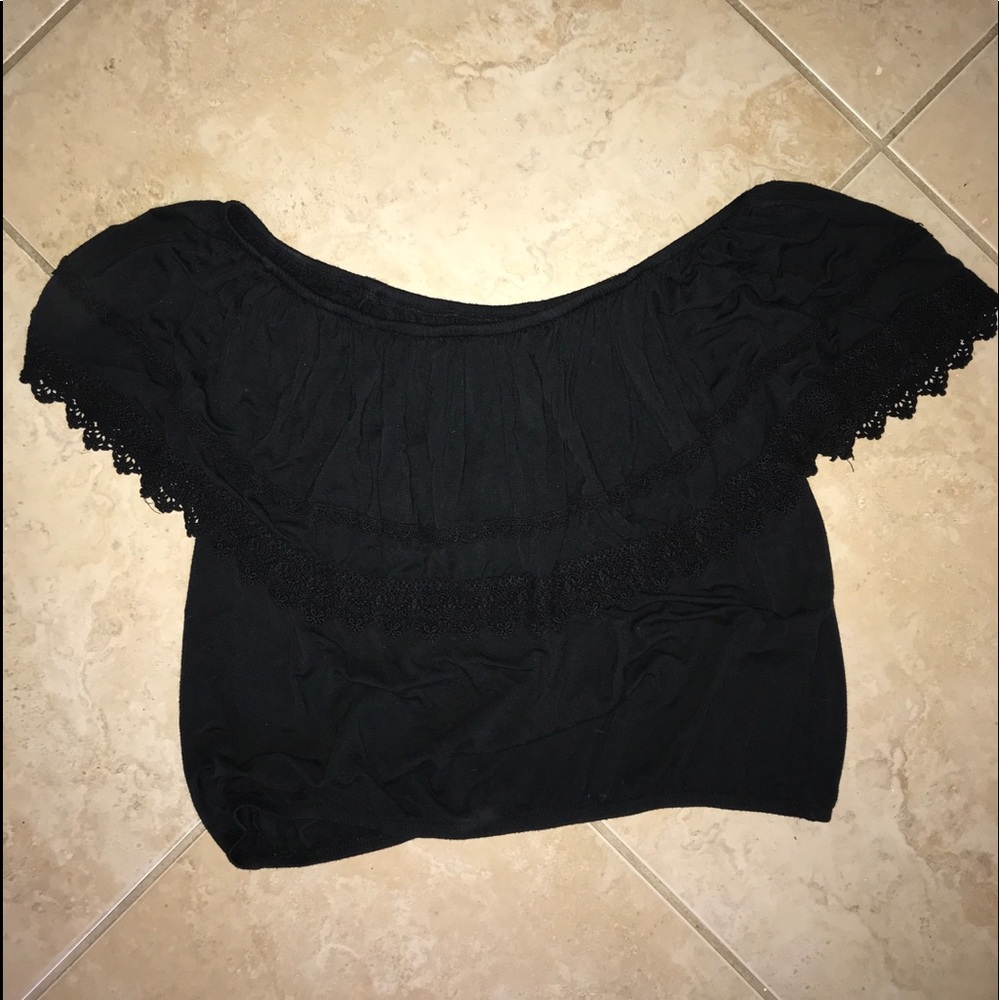 Hollister Black Off the Shoulder Crop Top